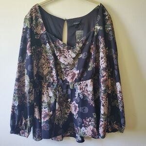 Torrid New Floral Skull Crepe Sweetheart Peplum Blouse Plus Size 3X